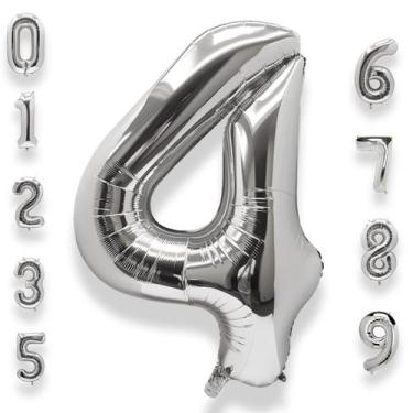 Imagem de Balão AULE Big Silver 4 Number 40 polegadas Foil Helium