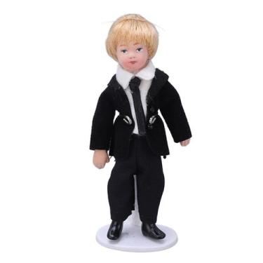 Imagem de Boneca de menino em miniatura Dilwe, escala 1:12 de tecido cerâmico de