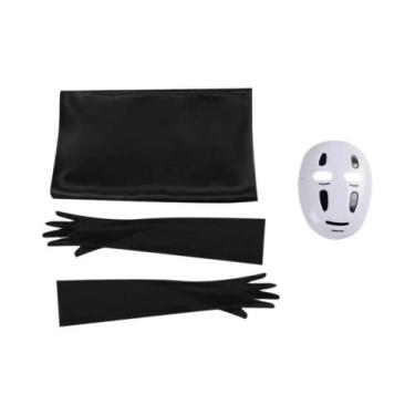 Imagem de Conjunto De Máscara E Luvas Para Cosplay Sem Rosto, Capa Preta, Anime 