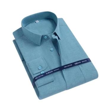 Imagem de Camisa Oxford Masculina De Manga Longa 100% Algodão Confortável Respir