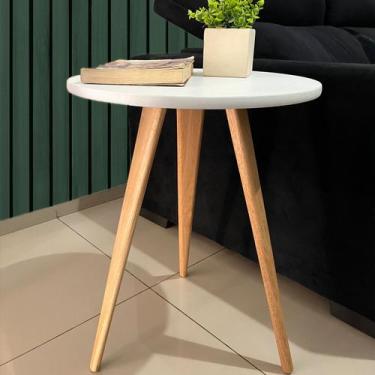 Imagem de Mesa De Canto e Centro Redonda Lateral Apoio Decor Retrô - KISSMÓVEIS,
