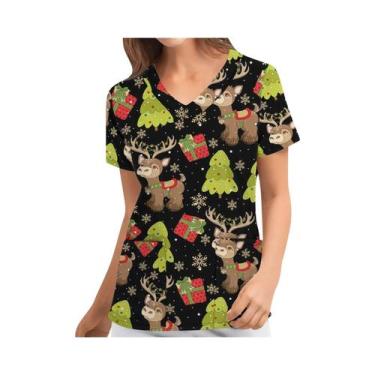 Imagem de Blusas Unissex De Natal Para Enfermeiras Com Estampa De Papai Noel, Un
