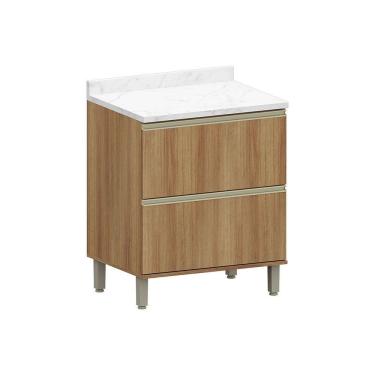 Imagem de Balcão De Cozinha Com Tampo 70cm 1 Porta E 1 Gavetão Diana L Avelã/avelã