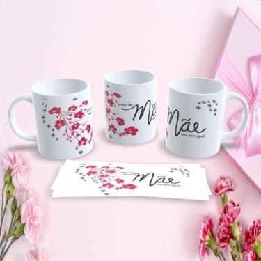 Imagem de Caneca de Porcelana Mães Estampa 119 325ML Temática Dia das Mães Branc