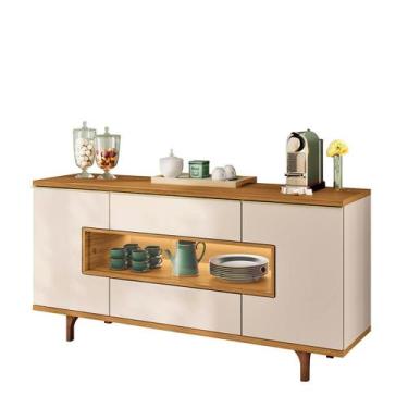 Imagem de Aparador Buffet Sala Murano 5 Portas e Pés em Madeira Maciça - Loja Do