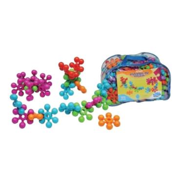 Imagem de Brinquedo Educativo de Montar Estrelas de Encaixe 125 Peças com Sacola Plástica Sonho de Criança