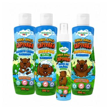 Imagem de Kit de Banho Infantil Minha Amiga Capivara Kids com Shampoo Condicionador Sabonete Líquido e Colônia Bio Instinto