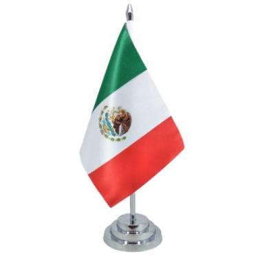 Imagem de Bandeira Mesa México Com 29 Cm (mastro) Altura Poliéster - SP Bandeira