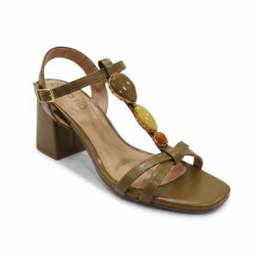 Imagem de Beira Rio Sandália Salto Bloco Olive Elegância Casual -, Oliva, 35
