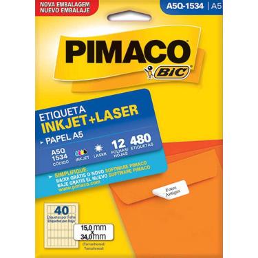 Imagem de Etiquetas Adesivas A5 15x34mm 480 Unidades Pimaco Branca