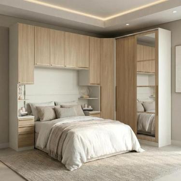 Imagem de Guarda Roupa Casal Modulado 5 Peças com Espelho e Cabeceira 9 Portas 6