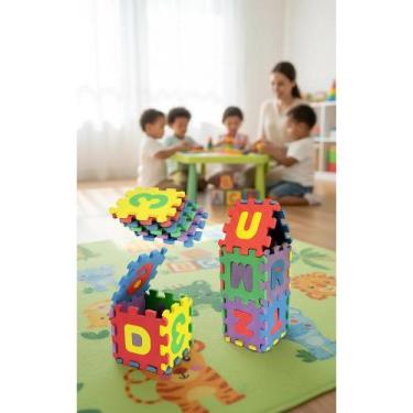 Imagem de 2x Tapete EVA Didático 36 Peças Letras e Números 9cm Colorid - Congrat