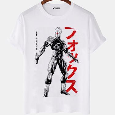 Imagem de Camiseta masculina Gamer Gray Fox Metal Gear Jogo Camisa Blusa Branca Estampada