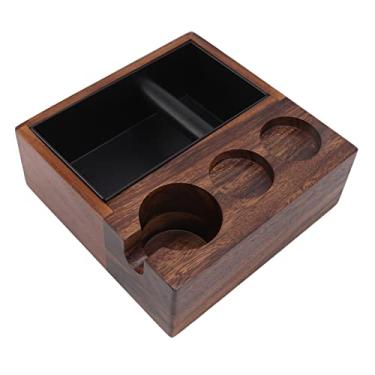 Imagem de Suporte de filtro de café, 4 em 1 caixa de café Espresso Tamper distribuidor de café e suporte de suporte de calcadeira base de madeira acessórios para máquina de café, para escritório em casa café