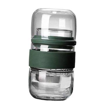 Imagem de Baoblaze Garrafa de água portátil para viagem conjunto de chá resistente ao calor copo de chá doméstico Copos para piquenique ao ar livre - Verde