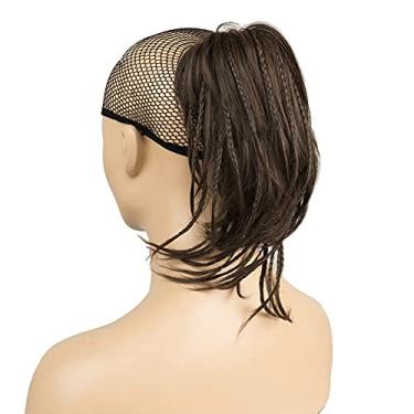 Imagem de IMISSU Presilha de rabo de cavalo trançada artesanal em extensões de cabelo rabo de cavalo (Marrom)
