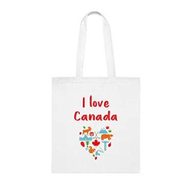 Imagem de Sacola do Canadá, Sacola I Love Canada, Presente do Canadá, Bolsa de Ombro Canadá, Sacolas Reutilizáveis do Canadá, Ideia de de, Branco