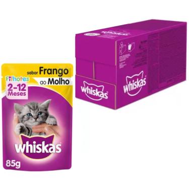 Imagem de Kit Ração Úmida Whiskas Sachê Frango ao Molho para Gatos Filhotes - 20 Unidades