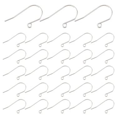 Imagem de UNICRAFTALE 50 peças (25 pares) 0,8 mm pino aço titânio ganchos de fio de orelha 2 mm furo gancho de brinco com laço hipoalergênico pendurar brincos gancho de peixe para fazer joias descobertas 16 x 27 mm