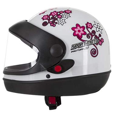 Imagem de Pro Tork Capacete Sport Moto For Girls 58 Branco/Rosa