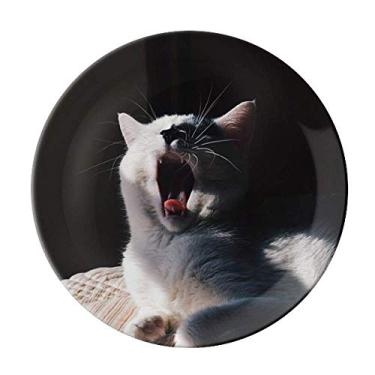 Imagem de Prato de fotografia de gato de guincho decorativo de porcelana salver louça de jantar