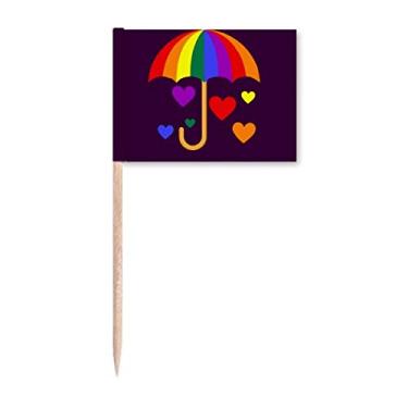 Imagem de Guarda-chuva arco-íris tolerância amor bandeiras palito marcador enfeite de festa