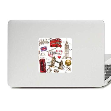 Imagem de Adesivo de vinil para laptop com desenho de carro de ônibus do Reino Unido e hambúrguer