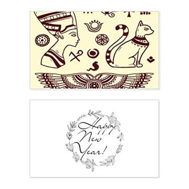 Imagem de Egypt Abstract Pharaoh Black Cat Pattern Festival Greeting Card Bless Message Gift