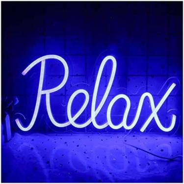 Imagem de Led Relax Neon Sign Relax Words Neon Night Light Blue Neon Wall Signs For Gaming Room Bar Shop Hotel Christmas Festival Birthday Party Supply,Pleasant63