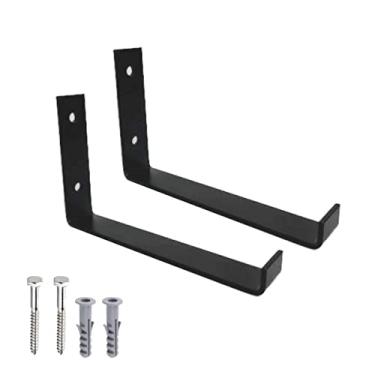 Imagem de Kit 2 Cantoneiras Mão Francesa Invertida 10x11cm Aço Preto nv750