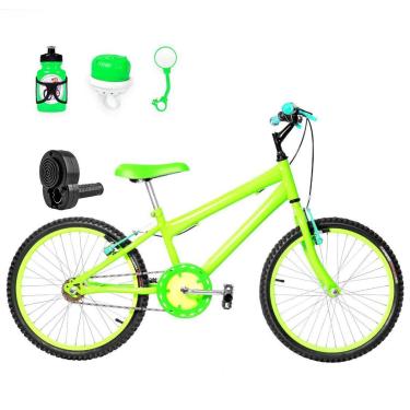 Imagem de Bicicleta Infantil Masculina Aro 20 Alumínio Colorido + Kit Passeio e Acelerador-Masculino