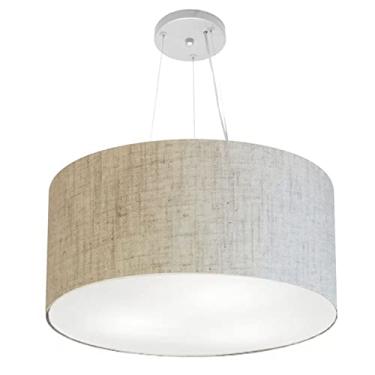 Imagem de Lustre Pendente Cilíndrico Cúpula Tecido 55x30 cm, Vivare Iluminação, Pendente4192 RST, Rustico Bege, Médio