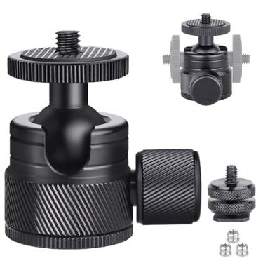 Imagem de ARTCISE Mini cabeça esférica de tripé de usinagem CNC – Cabeça giratória portátil de liga de alumínio 360 para telefone e câmera leve, carga máxima de 3 kg