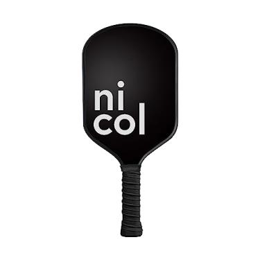 Imagem de Nicol Pickleball Pá de pickleball alongada P-One 2023 – Superfície de fibra de carbono fosca para maior rotação e controle – Design de raquete de pickleball aerodinâmico – Cabo alongado
