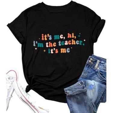 Imagem de Camiseta regata feminina com estampa de letras engraçadas, estampa de leopardo, estampa de professor, gratidão, professor, presente, Preto Hi, P