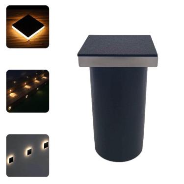 Imagem de 5 Luminárias Balizadores Spots Leds Quadrados Em PVC De 3W Luz Branco Quente De Embutir...