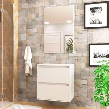 Imagem de Gabinete Para Banheiro Com Espelheira 60cm Mdf Dubai - On Móveis Cor:branco