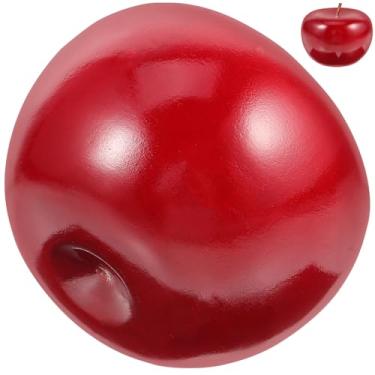 Imagem de Maçãs artificiais de Natal Maçãs vermelhas falsas Maçãs de madeira de mesa Estatuetas Simulação realista Frutas Enfeite de Natal Maçãs para suprimentos de festa de Natal / 907