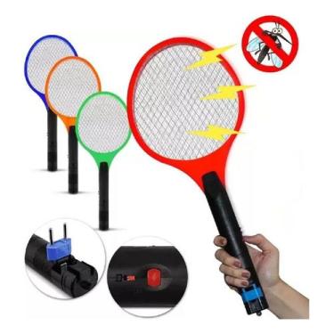 Imagem de Raquete Elétrica Mata Pernilongo Dengue Recarregável Bi-volt - NAVY+PR