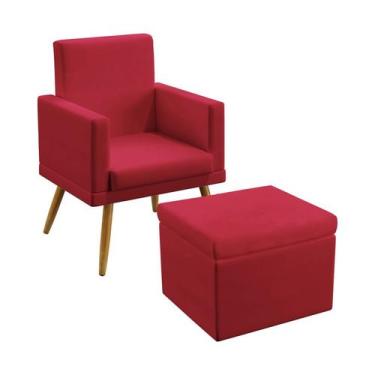 Imagem de Poltrona Vega Com Rodapé Com Puff Quasar Sued Vermelho Aradecor