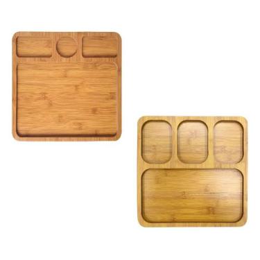 Imagem de Kit 2 Petisqueiras De Mdf Gamelas Bandeja Aperitivos Tábua - Kadê
