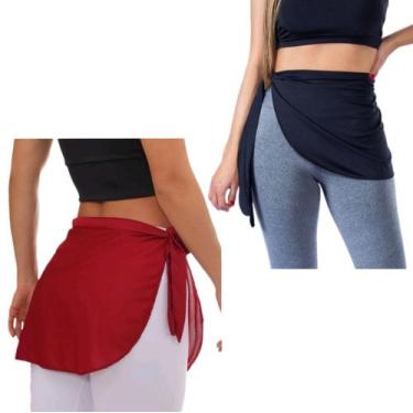 Imagem de Kit com 2 tampa bumbum fitness saia - Rays moda, Vermelho, Preto, P/M 