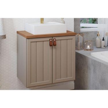 Imagem de Gabinete De Banheiro Balcão Alure 2 Portas Com Cuba 60cm Cappuccino-freijo - Mgm