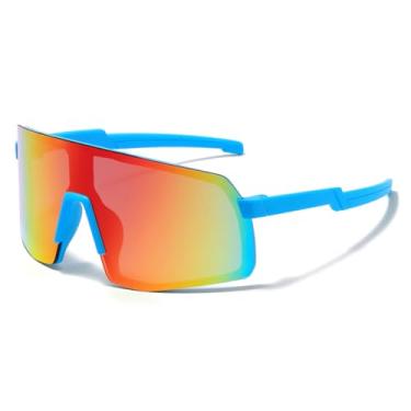 Imagem de JOVAKIT Óculos de sol de beisebol infantil para meninos e meninas de 3 a 13 anos, óculos de sol de beisebol juvenil, UV400, óculos de sol esportivos para ciclismo, 04 Azul/Vermelho espelhado