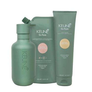 Imagem de Kit Keune So Pure Polish Shampoo Refil Máscara e Dispenser Frasco (3 p