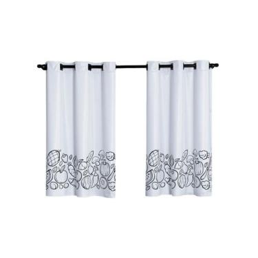 Imagem de Cortina Blackout Para Cozinha Estampada Branca - Feffo Cortinas, Bege