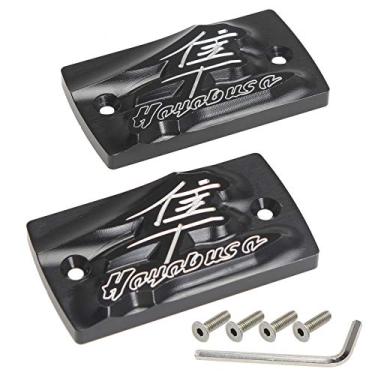 Imagem de GIDIBII Tampa de embreagem de freio dianteiro fluido mestre cilindro reservatório para Suzuki GSX1300R Hayabusa 1999-2020 (2 peças, preto)