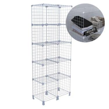 Imagem de Estante Aramada 10 Nichos 40x40cm para Organizar Roupas Livros Sapatos