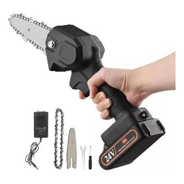 Imagem de Mini Motoserra Elétrica Portátil Potente Bateria Recarregável Serra Poda Galho Bivolt Bateria Longa Duração Premium