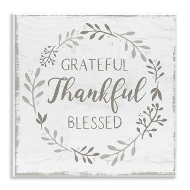 Imagem de Stupell Industries Design de arte de placa de parede de guirlanda de gratidão da casa de campo por Val Rhodes, 30,5 x 30,5 cm